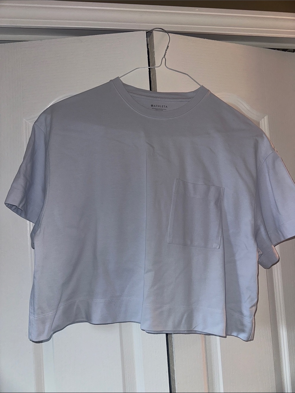Athleta Light Blue Pocket Crop Top